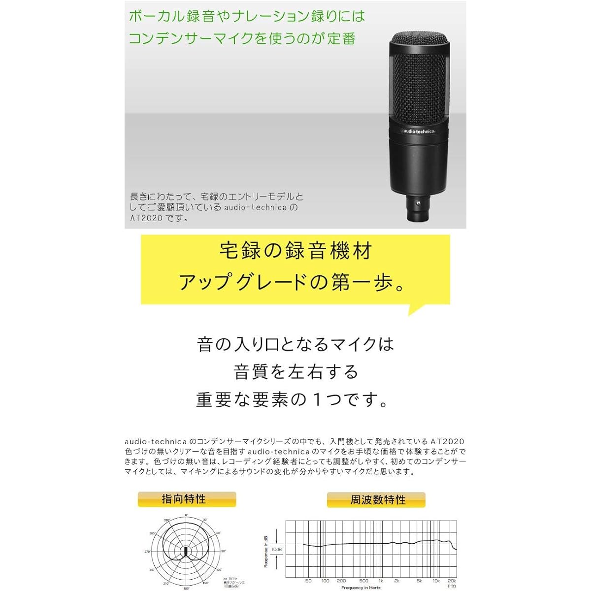 audio-technica condenser microphone AT2020 + external pop guard set