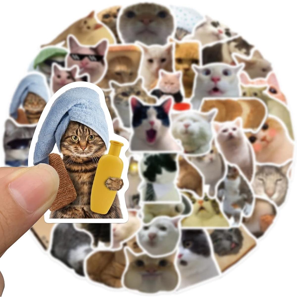 50 pieces funny cat stickers (cat)