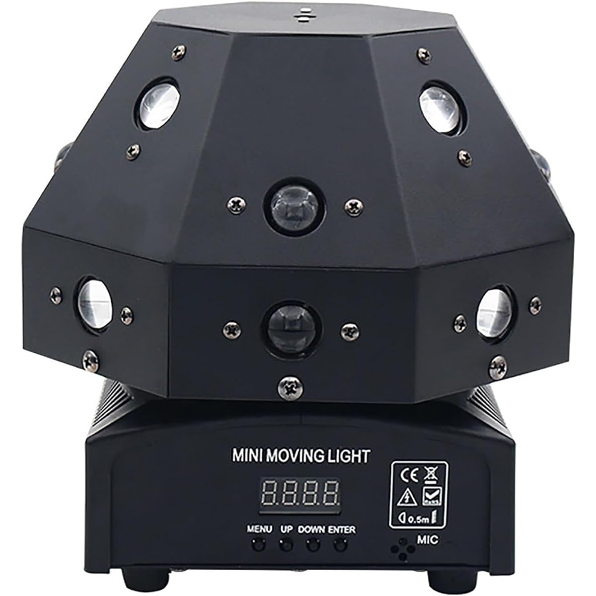 Moving Head Light, DJ Lamp with 16 LED Beads and Green Beam, Voice Control and DMX512 Control, 360° Rotation, 8 Petals, Vivid Lighting Effects, for Party, Bar, Banquet