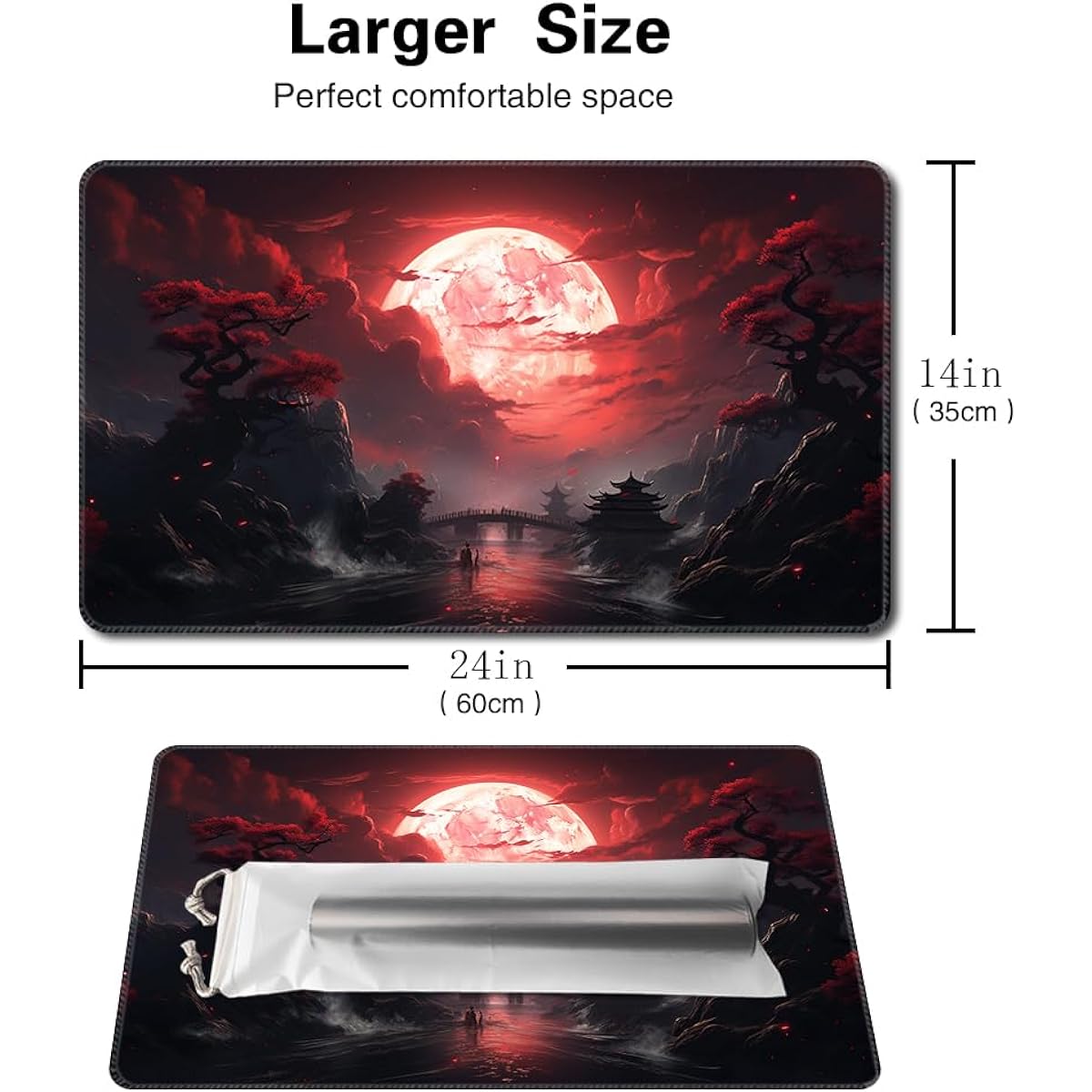 MTG Playmat Size 24x14 Inch Free Storage Bag Non-Slip Backing Print Perfect for Card Game Lovers TCG Playmat Mouse Pad (No Zone, No Blood Moon Secret)