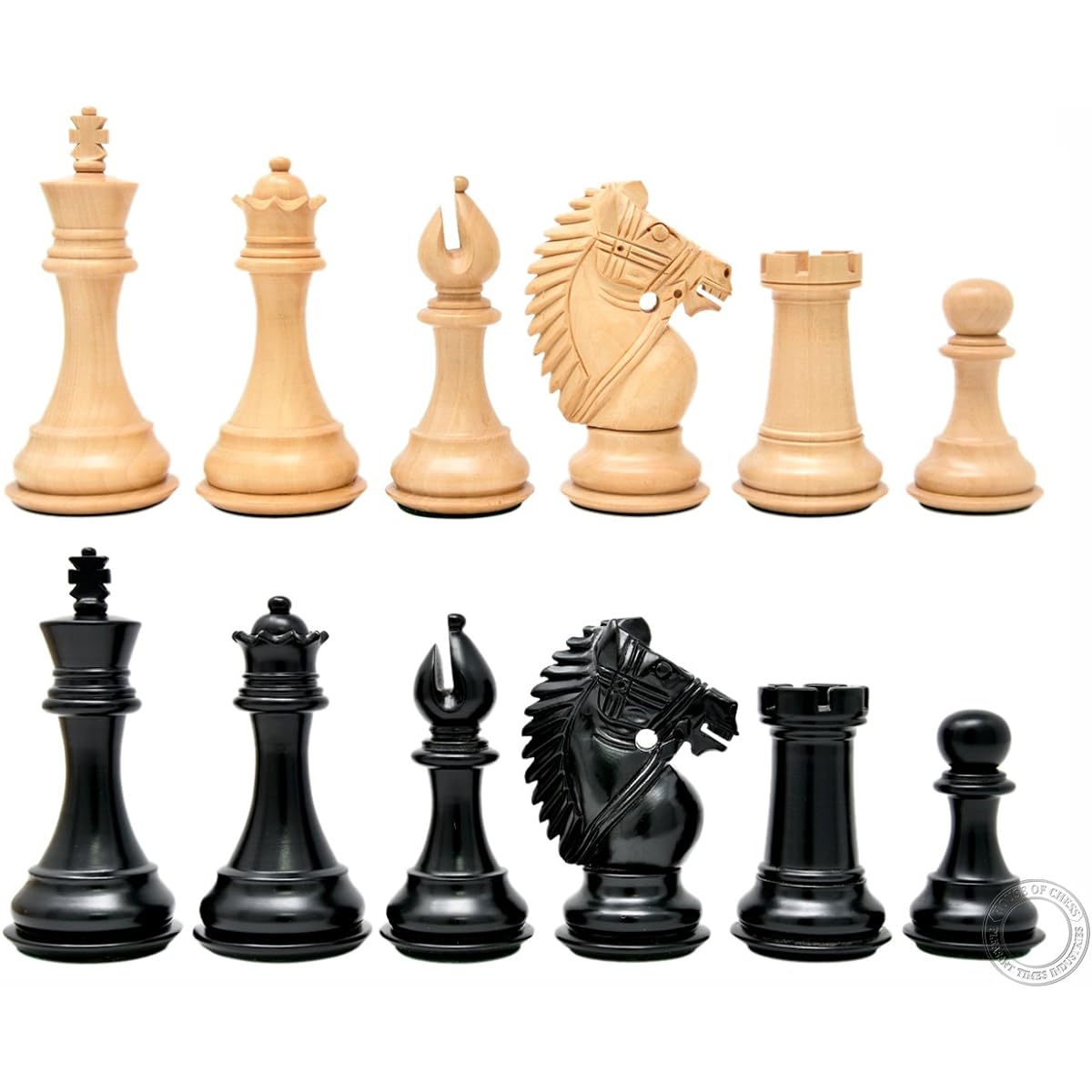House of Chess - Ebony/Boxwood Rio Stanton Chess Pieces - King Height: 4" (102mm) - 2 Spare Queens - Triple Weighted