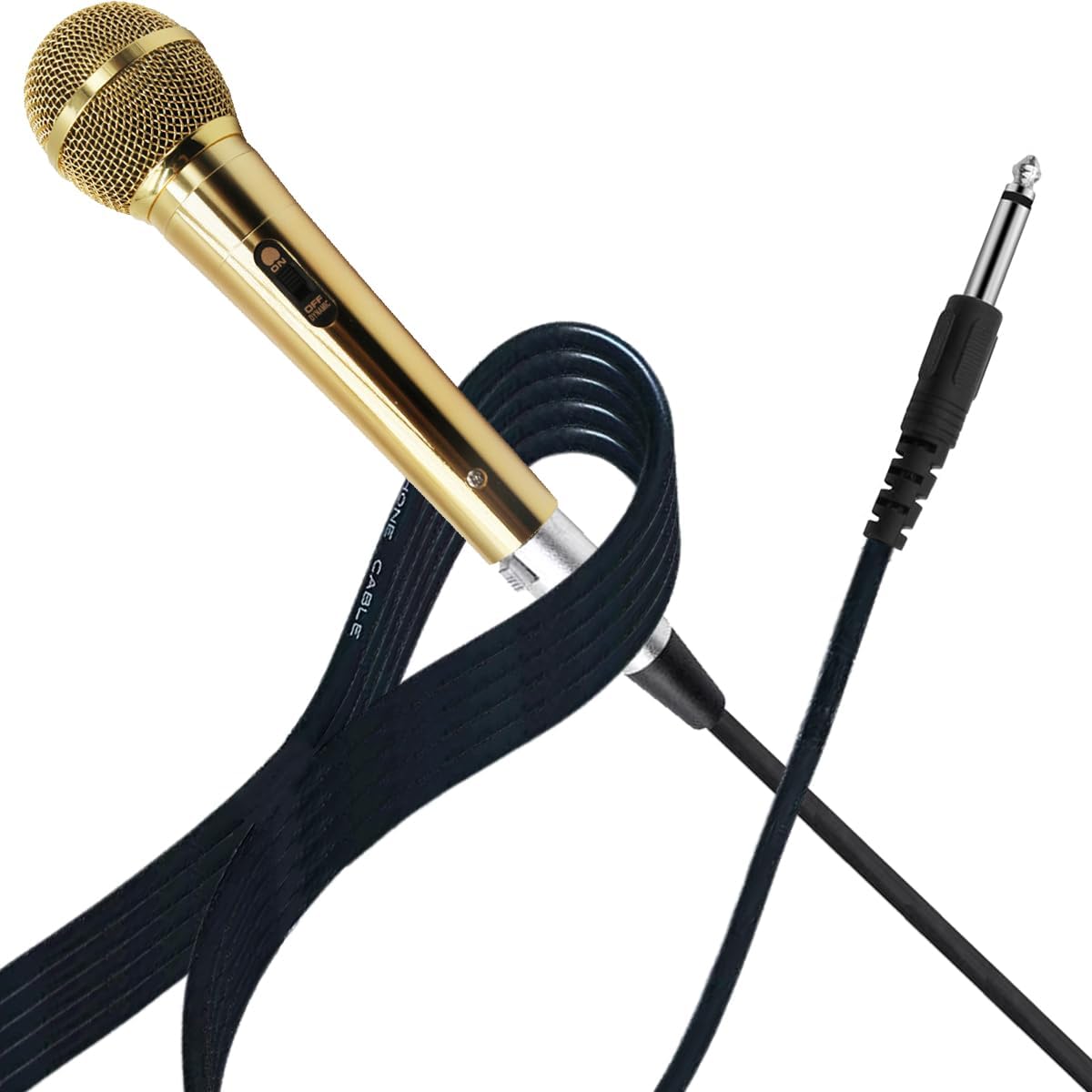 RhymKawa Sparkle Gold Cardioid Dynamic Vocal Wire Microphone with 10ft XLR Cable