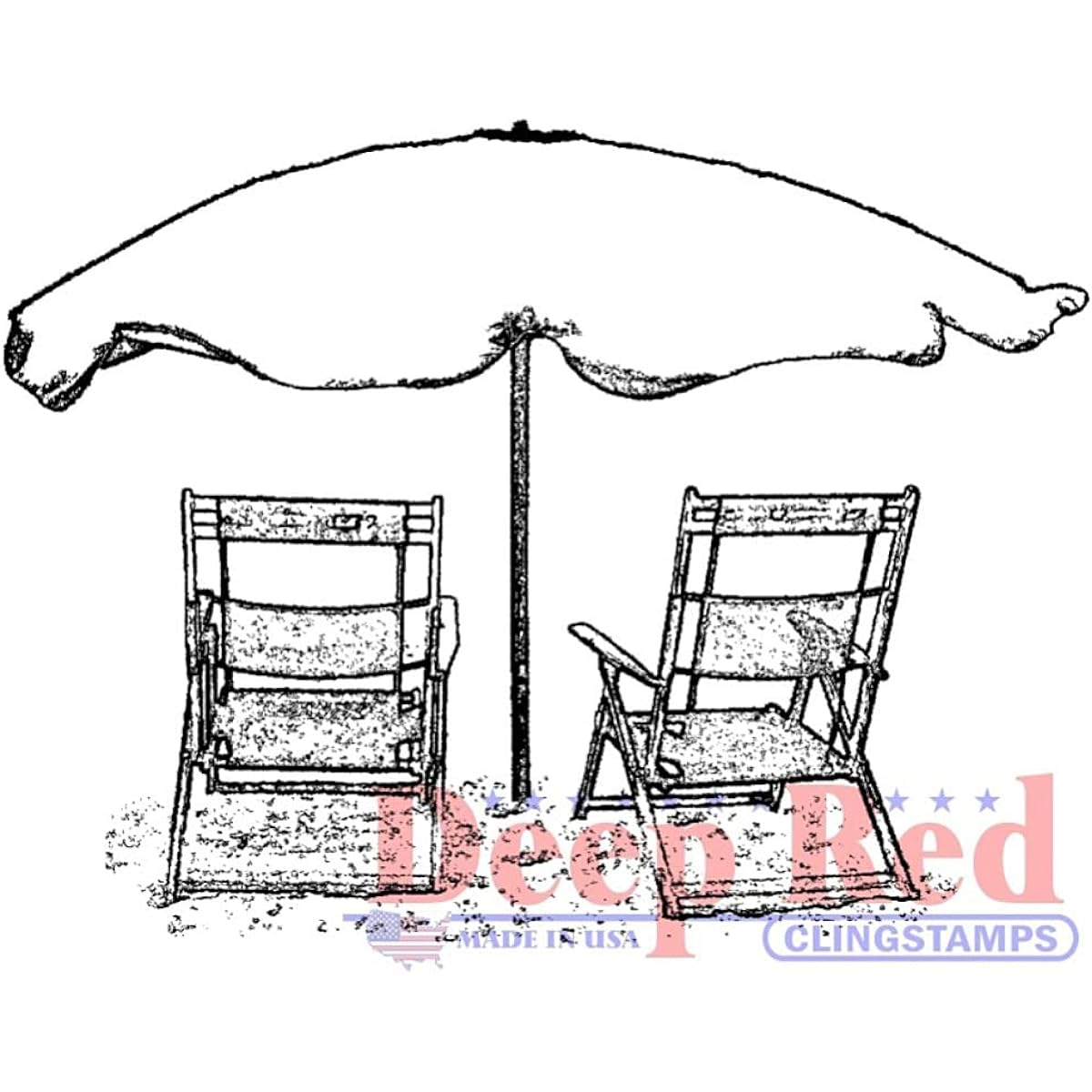 Deep Red Stamps Beach Chairs Rubber Stamp