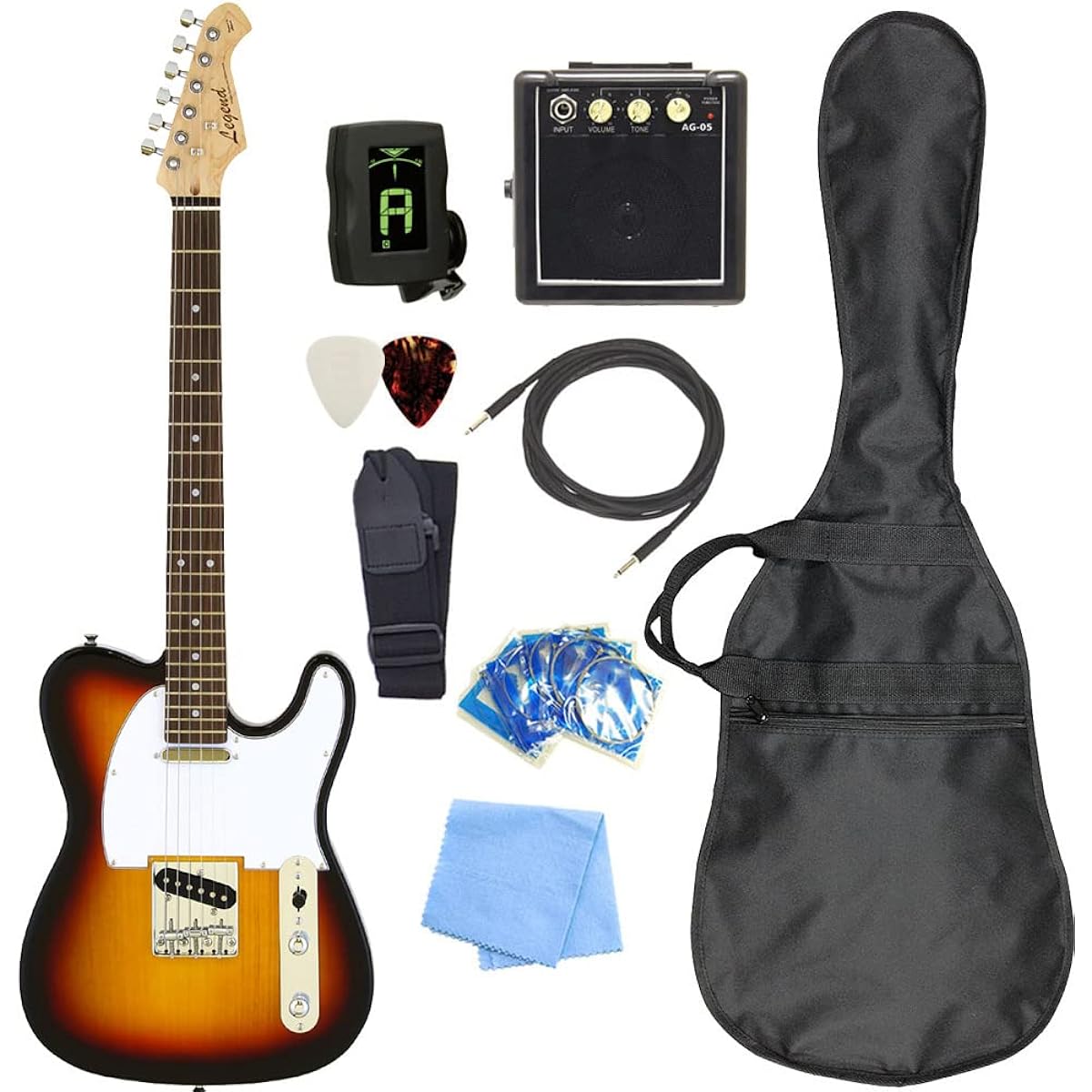 Electric guitar beginner set Telecaster type mini amplifier 9-piece set Legend LTE-Z 3TS/R [98765]