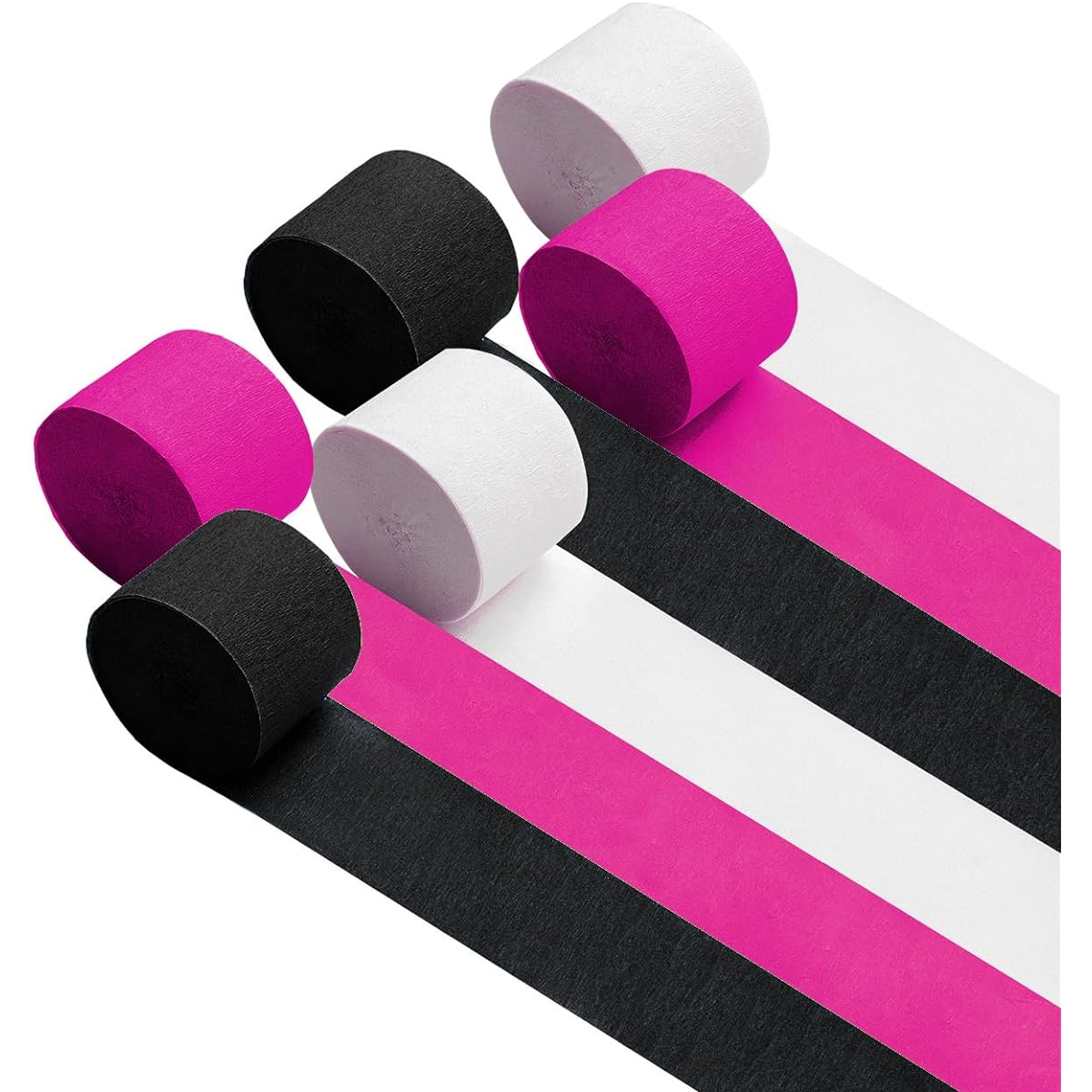 Voorpleasy Black Hot Pink White Party Decorations Crepe Paper Streamers, Girls Birthday Party, Women's Bachelorette Party Decorations, Valentine's Day Proposal Engagement Wedding Surprise