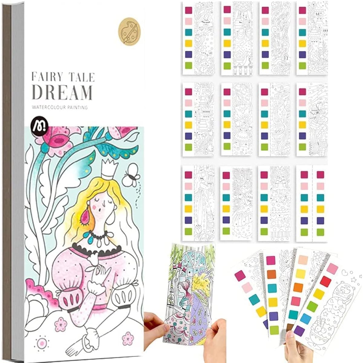 Pocket Watercolor Paint Book Pocket Watercolor Paint Book for Kids Pocket Watercolor Paint Set Improve Creativity and Concentration (A)
