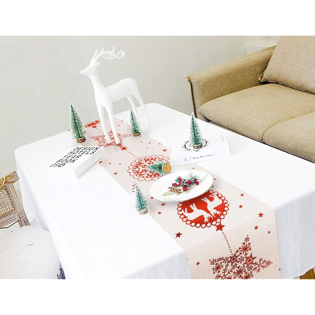 Christmas Table Runner for Rectangular Tables Satin Wrinkle Free for Buffet Dinner Baby Shower Thanksgiving Dinner Christmas Party Picnic Wedding White