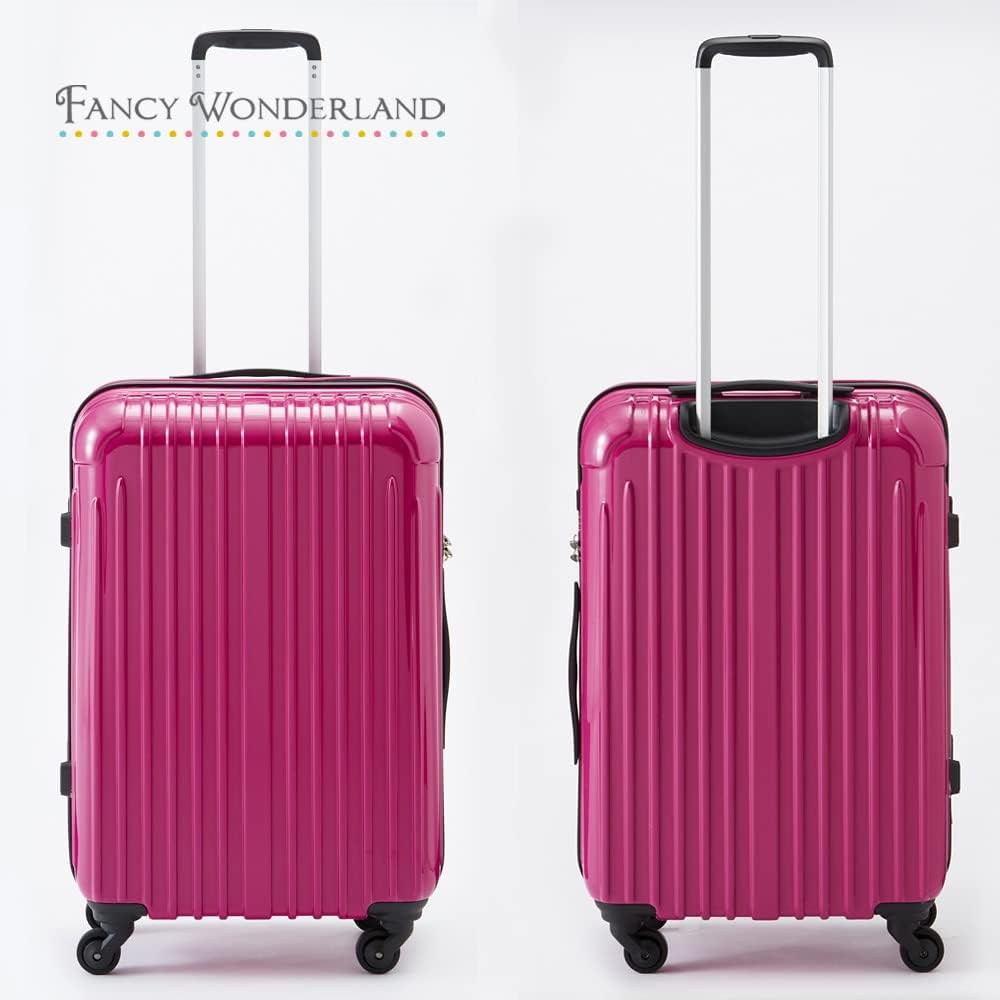 [F FANCY WONDERLAND EST.2011] Suitcase Carry Bag Carry Case L Size Zipper Type TSA Lock Ultra Light Large Popular Quiet 4 Wheel Travel Business Trip Women Men Overseas Travel Student L (L Size (Approx. 80L), Magenta)
