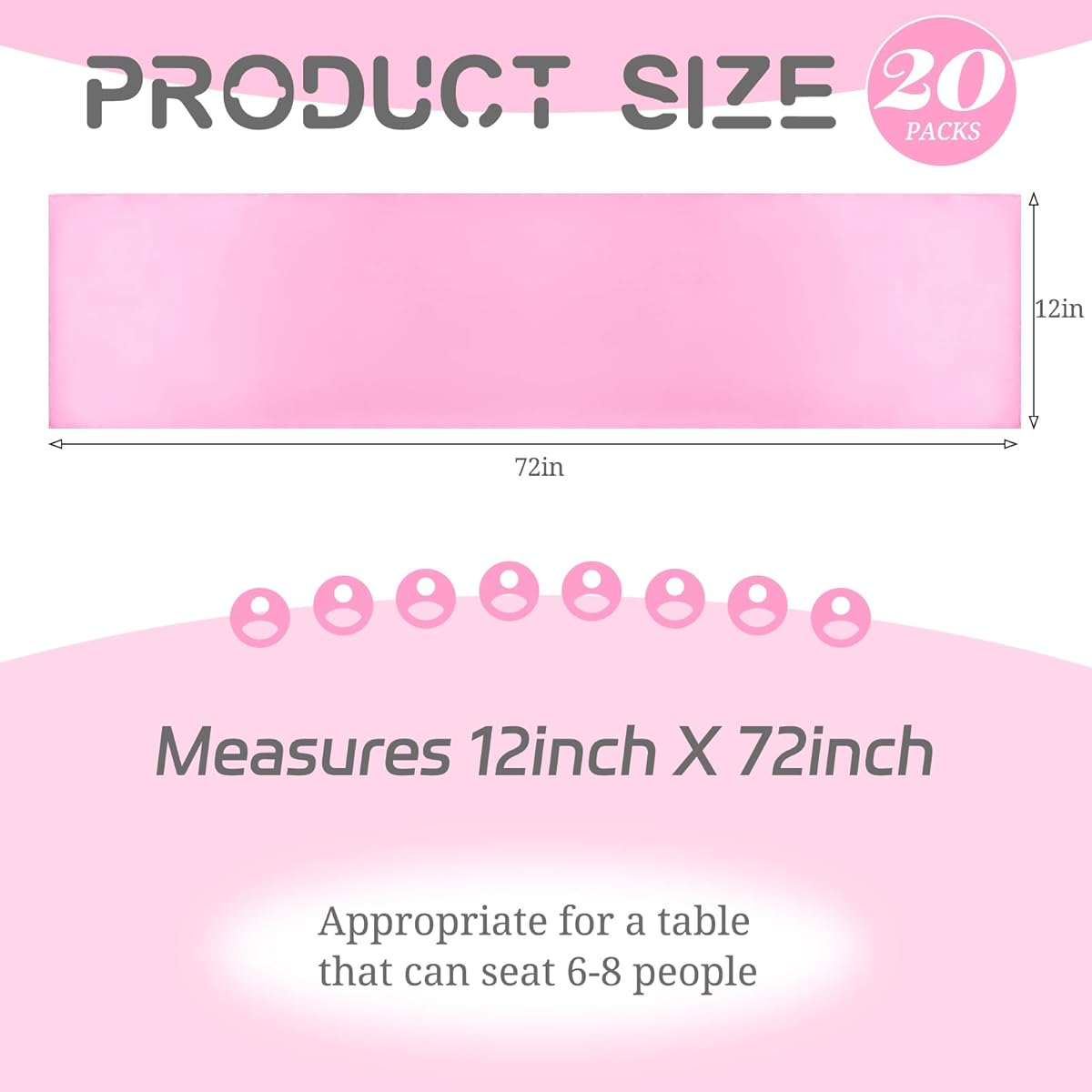 Pink Table Runner 20 Pack 12 x 108 Inch Satin Table Runner for Rectangle Round Table Pink Table Runner for Wedding Birthday Banquet Engagement Party Decor