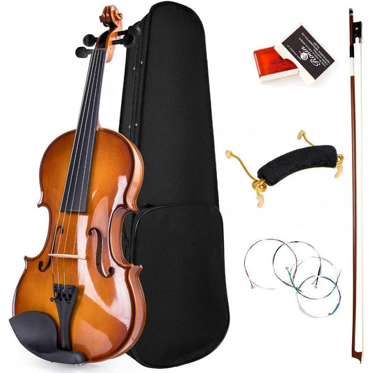 Violin, full size 4/4 solid wood beginner's set with shoulder rest QG