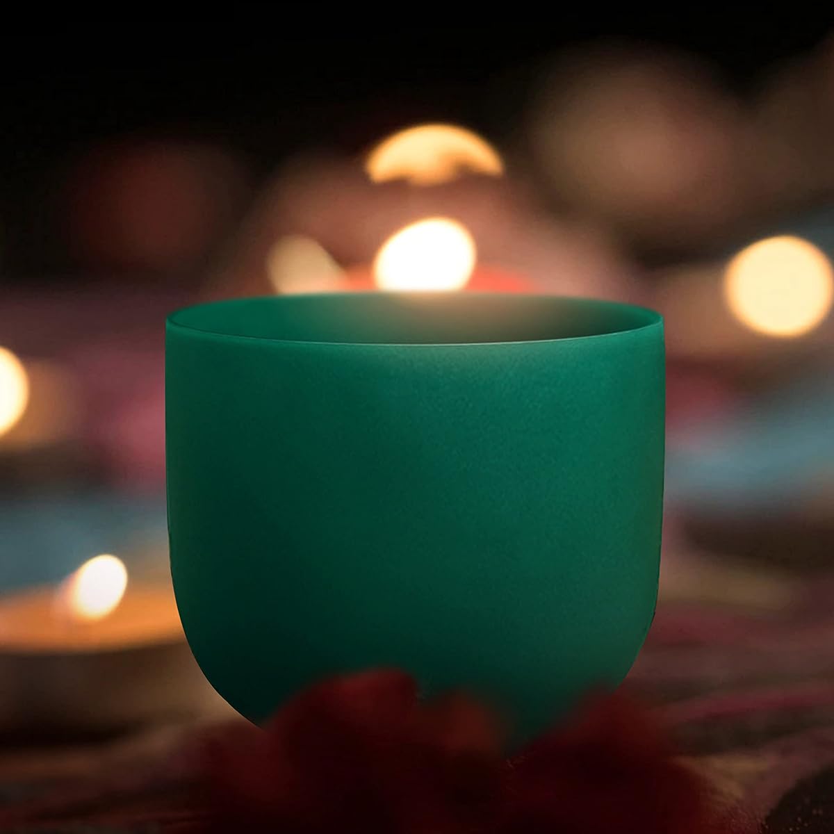 SITSANG Green F Note Heart Chakra Crystal Singing Bowl 8 Inch Singing Bowl Carry Case Bag with Rubber Mallet and Suede Striker
