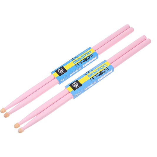 MILISTEN Pink Maple Percussion Drumsticks 2 Pairs Maple Wood Drumsticks Non-Slip Drumsticks Wooden Chips Maple Wood Drumsticks for Children Students Adults