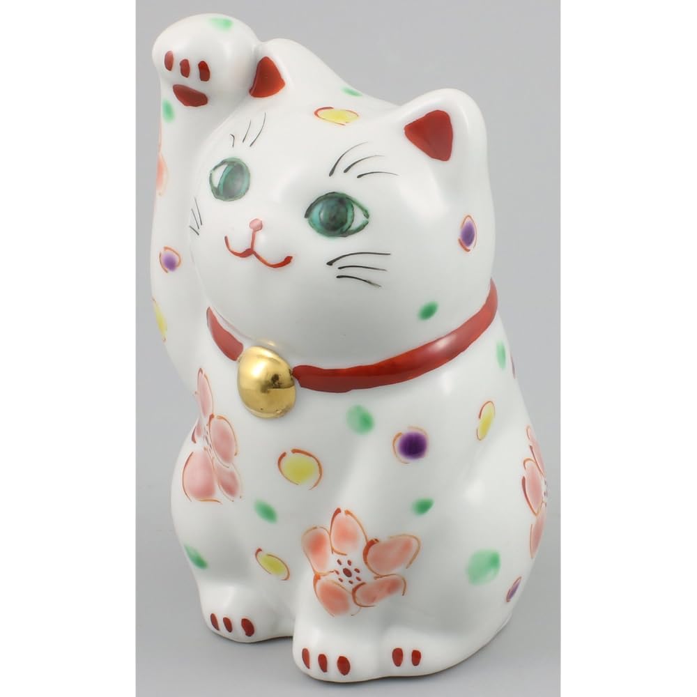Kutani ware beckoning cat size 3.5 Hanahana A-0100