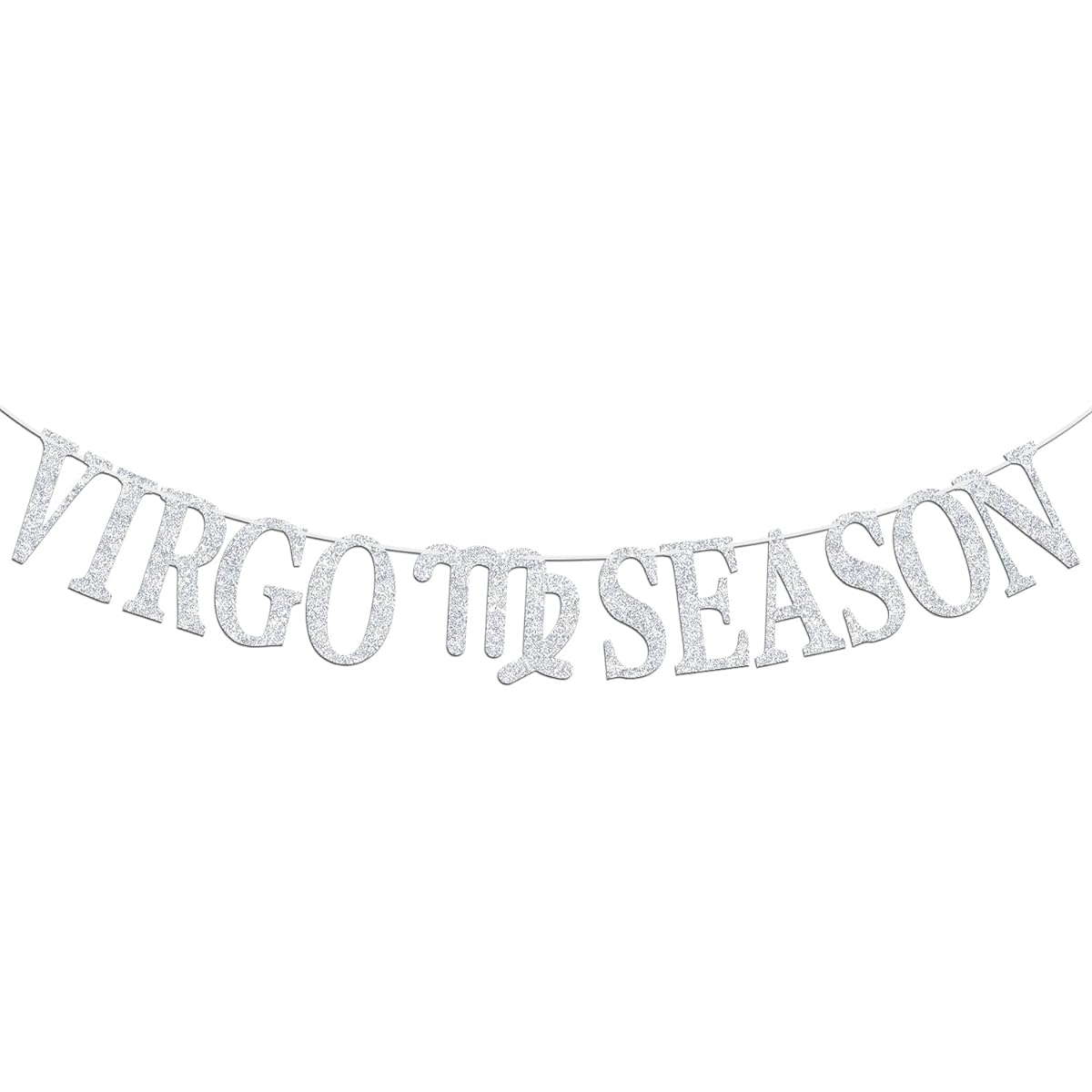 Virgo Season Banner Happy Birthday Virgo Stars and Stripes August/September Big Virgo Energy 12 Zodiac Theme Birthday Party Decorations Supplies Silver Glitter