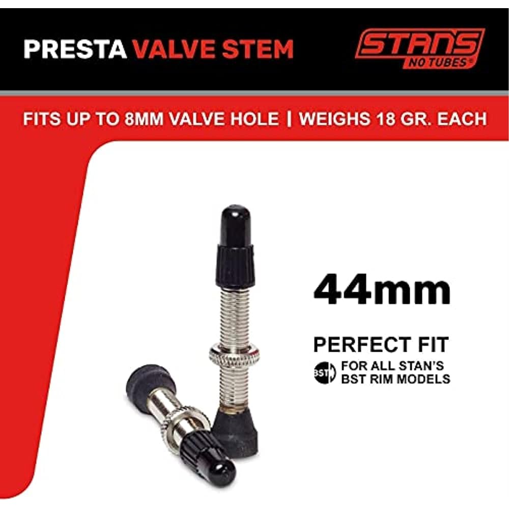 NoTubes STAN'S NOTUBES 44mm Univ Tubeless Road Valve FV (Pair) Valve core is removable 2 pieces 1 set