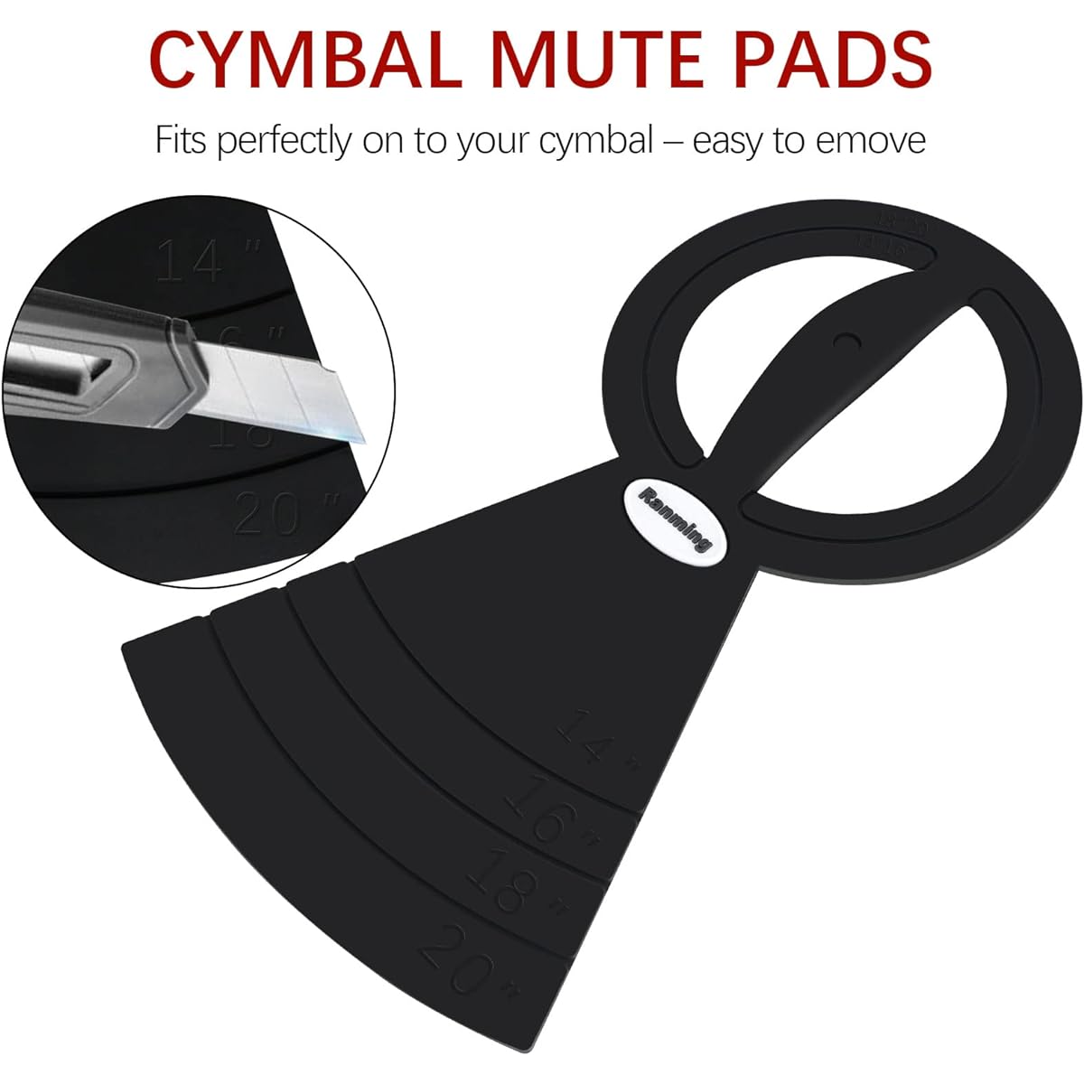 RANMING Mute Pad Drum Set Mute Prepack Double Layer Drum Pad Mute Eliminate Sustain and Effectively Reduce Volume by 90% 10/12/14/16 Inch Bass Drum Mute 1 Piece Cymbal Mute 4 Pieces