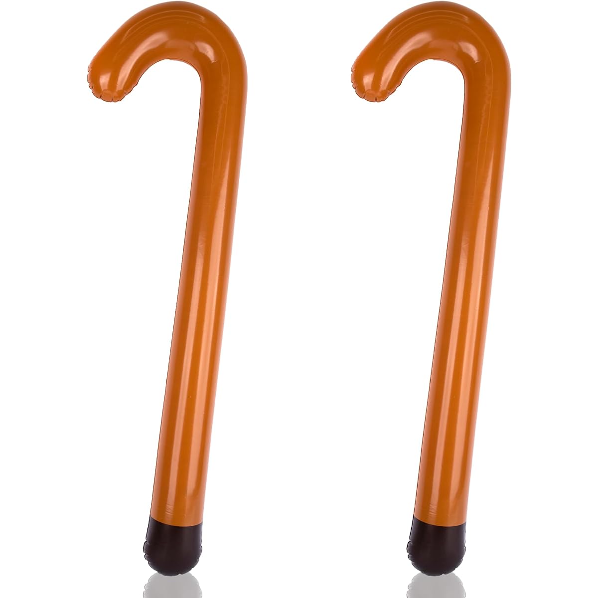 ArtCreativity Large Inflatable Cane Props - Set of 2 35" Brown & Black Inflatable Toy Canes for Kids, Over the Hill Party Decorations and Supplies, Old Lady Costume Props