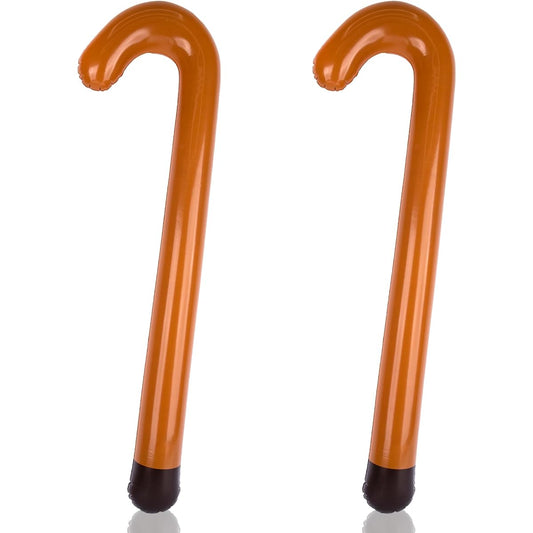 ArtCreativity Large Inflatable Cane Props - Set of 2 35" Brown & Black Inflatable Toy Canes for Kids, Over the Hill Party Decorations and Supplies, Old Lady Costume Props