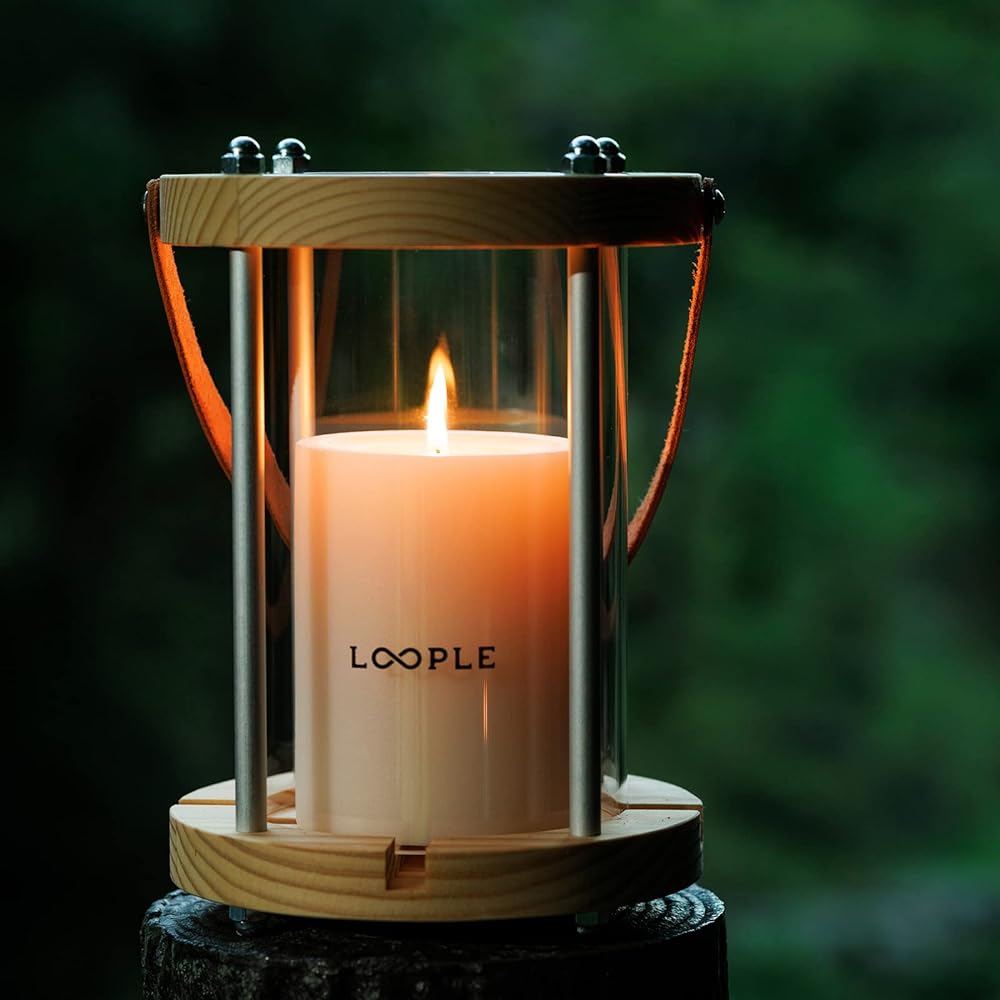 [LOOPLE] Loople Candle Lantern "Wood" L (Ivory) Standard Comes with 4 cup candles Burning time: Approximately 5 hours Unscented