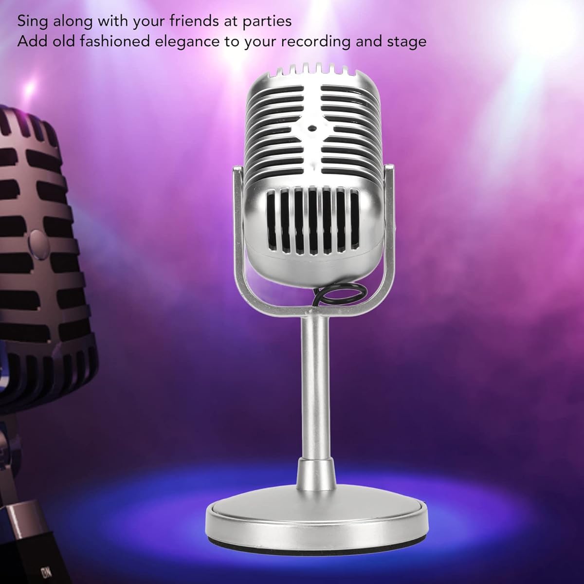 Classic Retro Dynamic Vocal Microphone Vintage Desktop Microphone Adjustable Angle Plug and Play Wired Retro Condenser Mic for Karaoke Stage