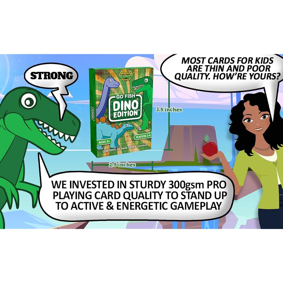 Wreathy Games Bundle - 2 Items: Go Fish: Dino Edition Card Deck & Time for...Dino Fun 100+ Page Coloring Activity Book for Ages 3-10