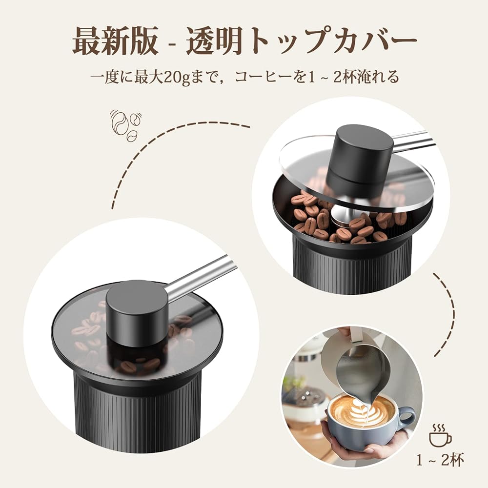 Manual Coffee Mill, Hand Ground Coffee Mill, 440C Stainless Steel Blade, Manual Coffee Mill, Coffee Grinder, Adjustable Coarseness, Rapid Grind, Manual Coffee Mill, Outdoor, with Brush, Uniform Powder, Labor Saving, Small, Easy to Care, Cannot be Washed,