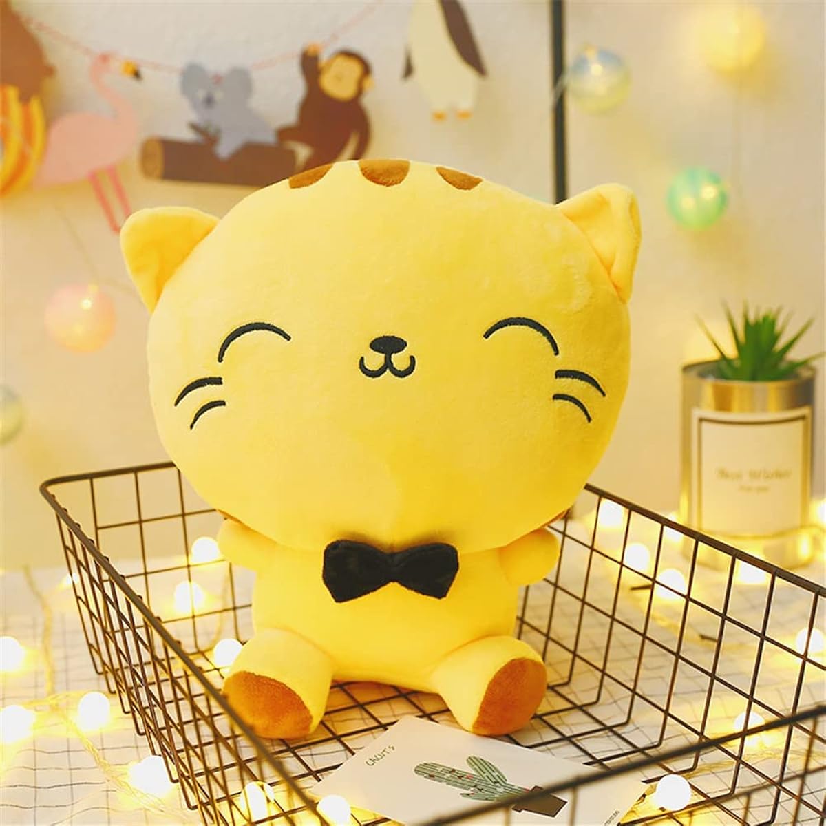 MASKMELLOW Cute Cat Plush Toy Soft Cat Stuffed Animal Pillow Birthday Gift for Kids (Yellow B, 19.7 inch)