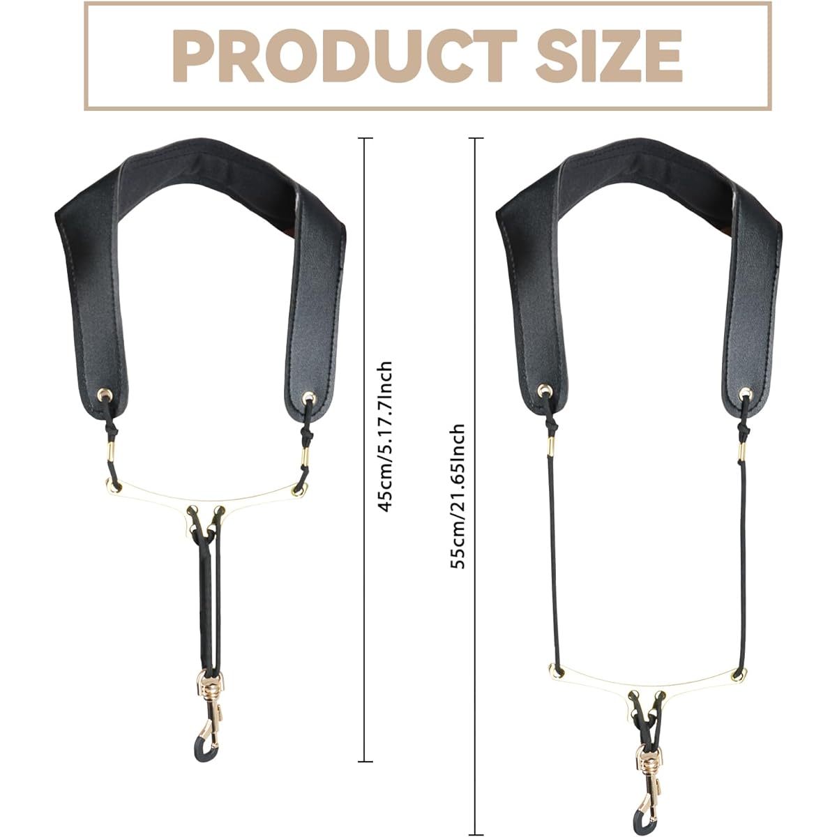 RANMING Saxophone Neck Strap Alto Saxophone Neck Strap Adjustable Length Leather Saxophone Sealed Swivel Metal Hook Saxophone Padded Neck Strap for Alto Tenor Saxophone Clarinet Oboe