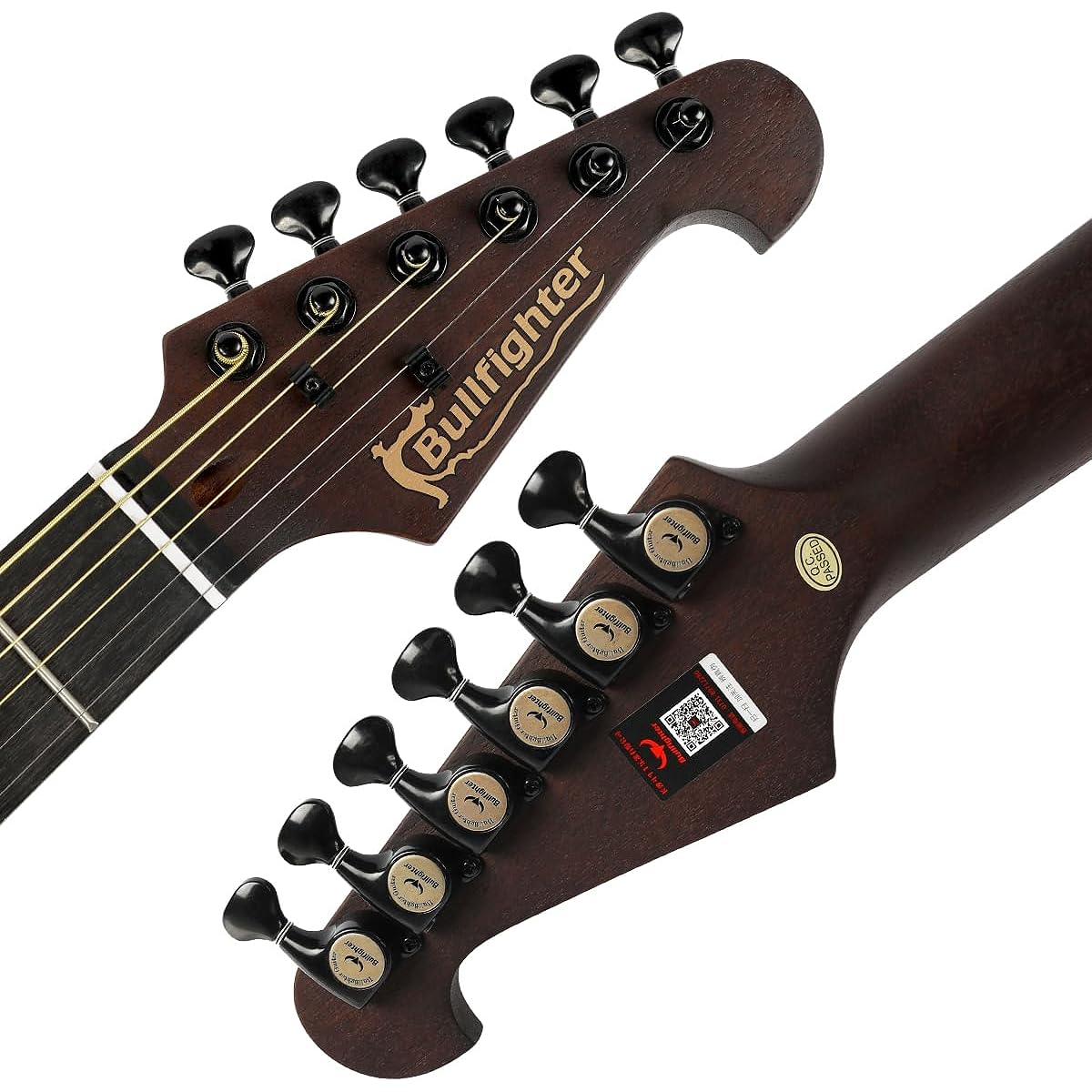 Bullfighter Silent Guitar Acoustic Guitar Travel Guitar Quiet Beginner Practice Steel String Electric Acoustic Guitar Folk Guitar Equipped with a Built-in Pickup System (Steel Strings)