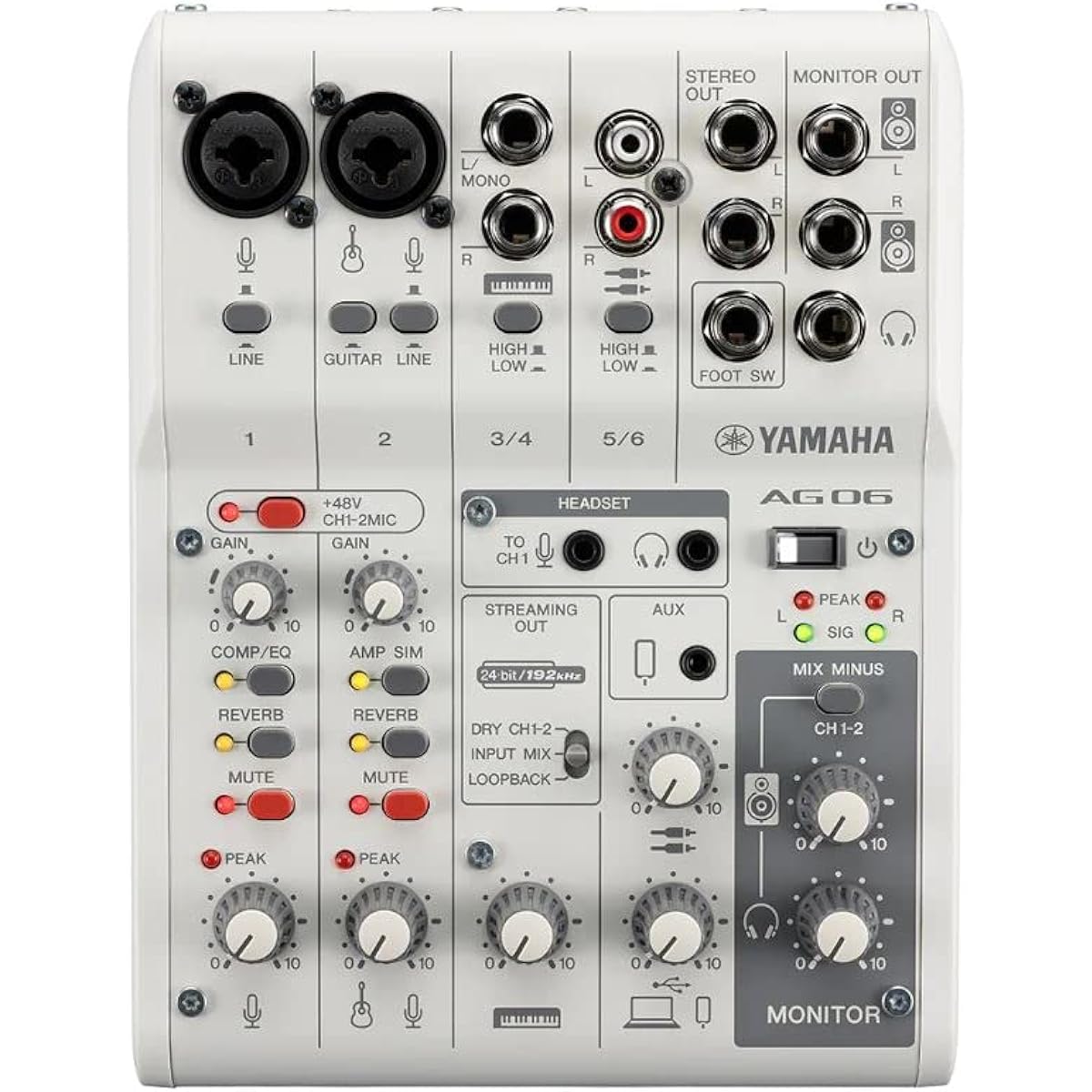 [Parallel import] YAMAHA AG06MK2 W 6ch live streaming mixer, white