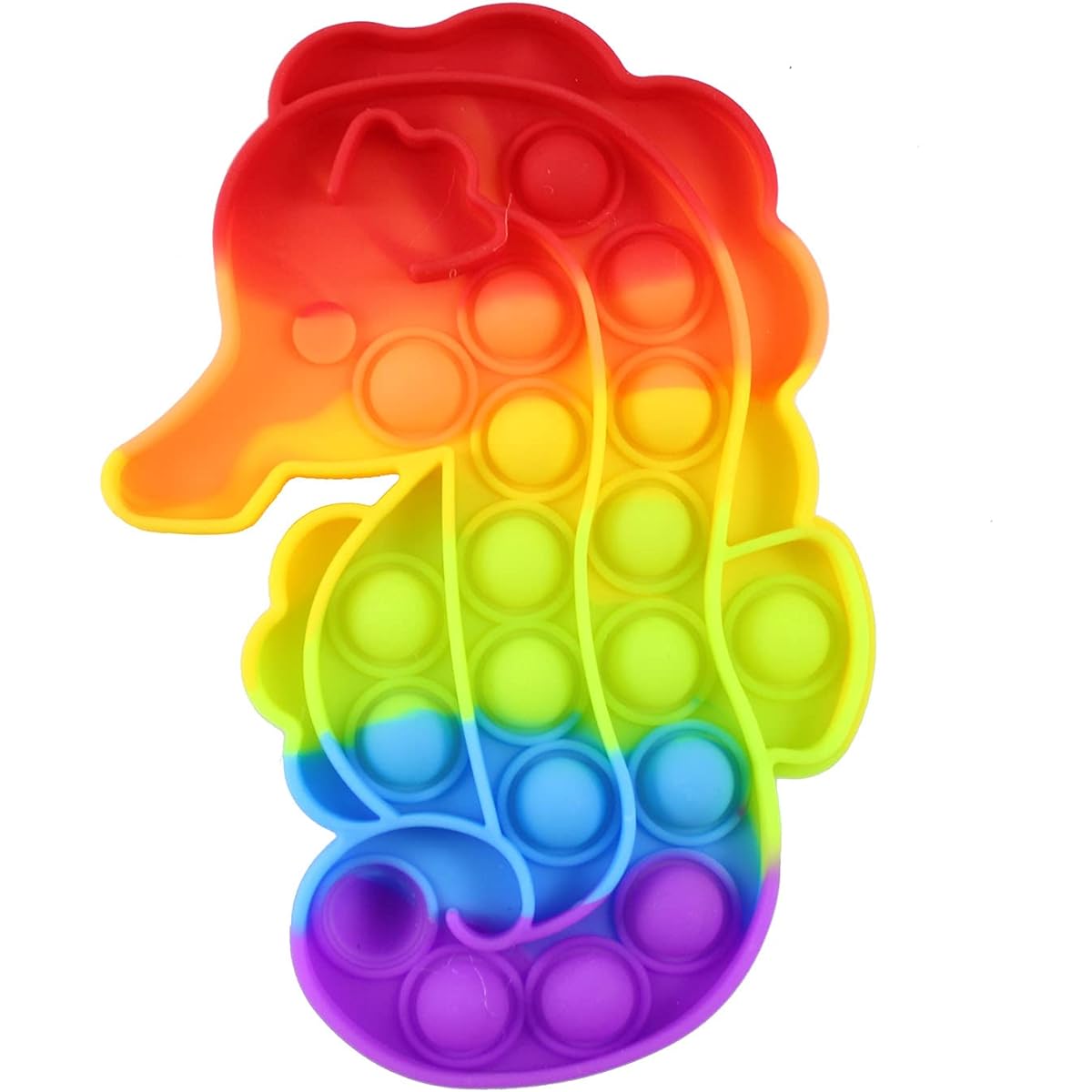Rainbow Seahorse Bubble Pop Fidget Toy - Ocean Animal Silicone Push Poke Bubble Wrap Fidget Toy - Pop the Bubbles Down, Flip and Try Again - Sensory Stress Toy OT