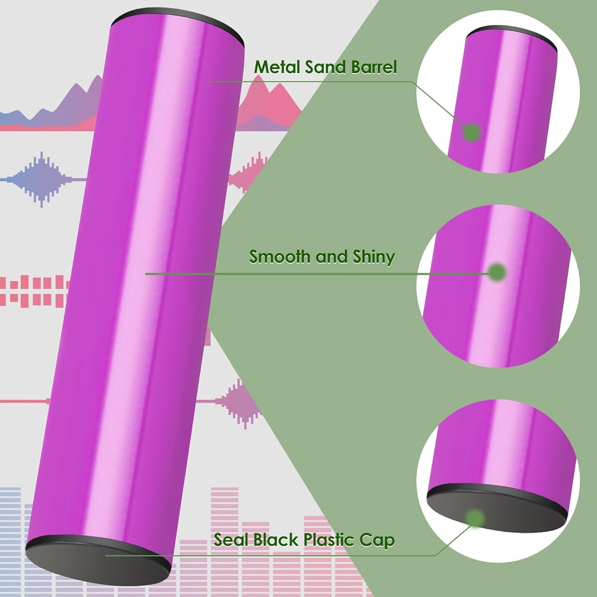 RANMING Hand Shaker Percussion Stainless Steel Cylinder Shaker Percussion Instrument Latin Shaker Percussion for Studio/Band/Drummer (Purple)