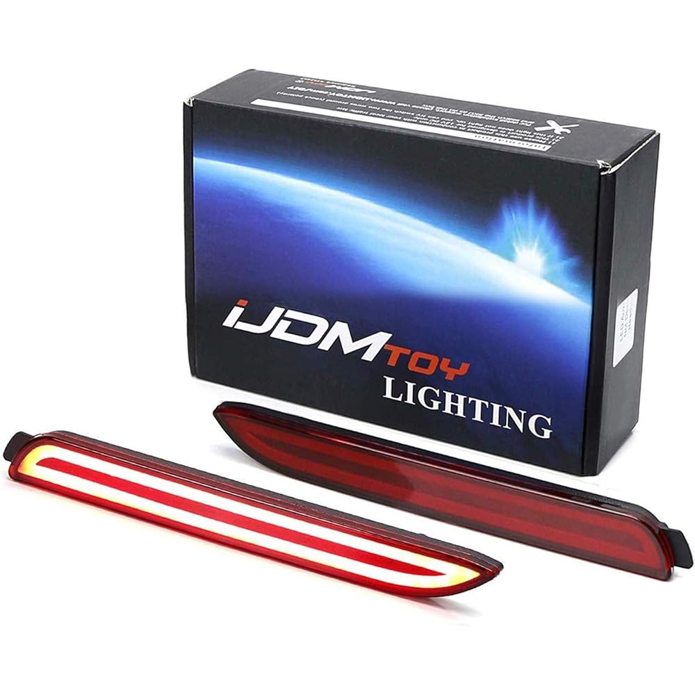 iJDMTOY (2) Lexus Tail Light Style Red 3D Optic Style LED Bumper Reflector Light Replacement for Lexus & Toyota Stock Bumper Reflective Lens