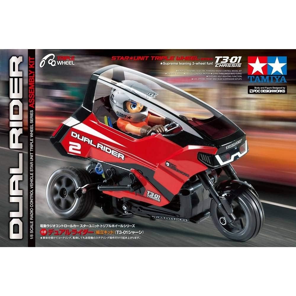 Tamiya 1/8 Electric RC Car Star Unit Triple Boy Series No.07 Dual Rider Assembly Kit (T3-01 Chassis) On-Road 57407