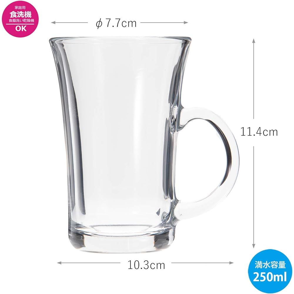 Toyo Sasaki Glass 250ml Tea Break Cup Made in Japan 48 Set (Sold in Case) Dishwasher Safe P-06631-JAN