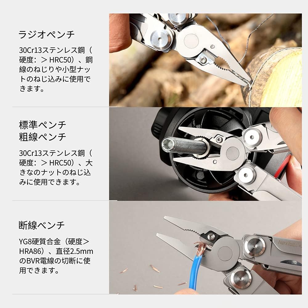 NEXTORCH 16-in-1 Multifunctional Pliers Multi-Tool Survival Knife Stainless Steel Scissors Folding Pliers with Pocket Outdoor Goods Survival Kit Stainless Steel High Durability Climbing Disaster Prevention Fishing Camping