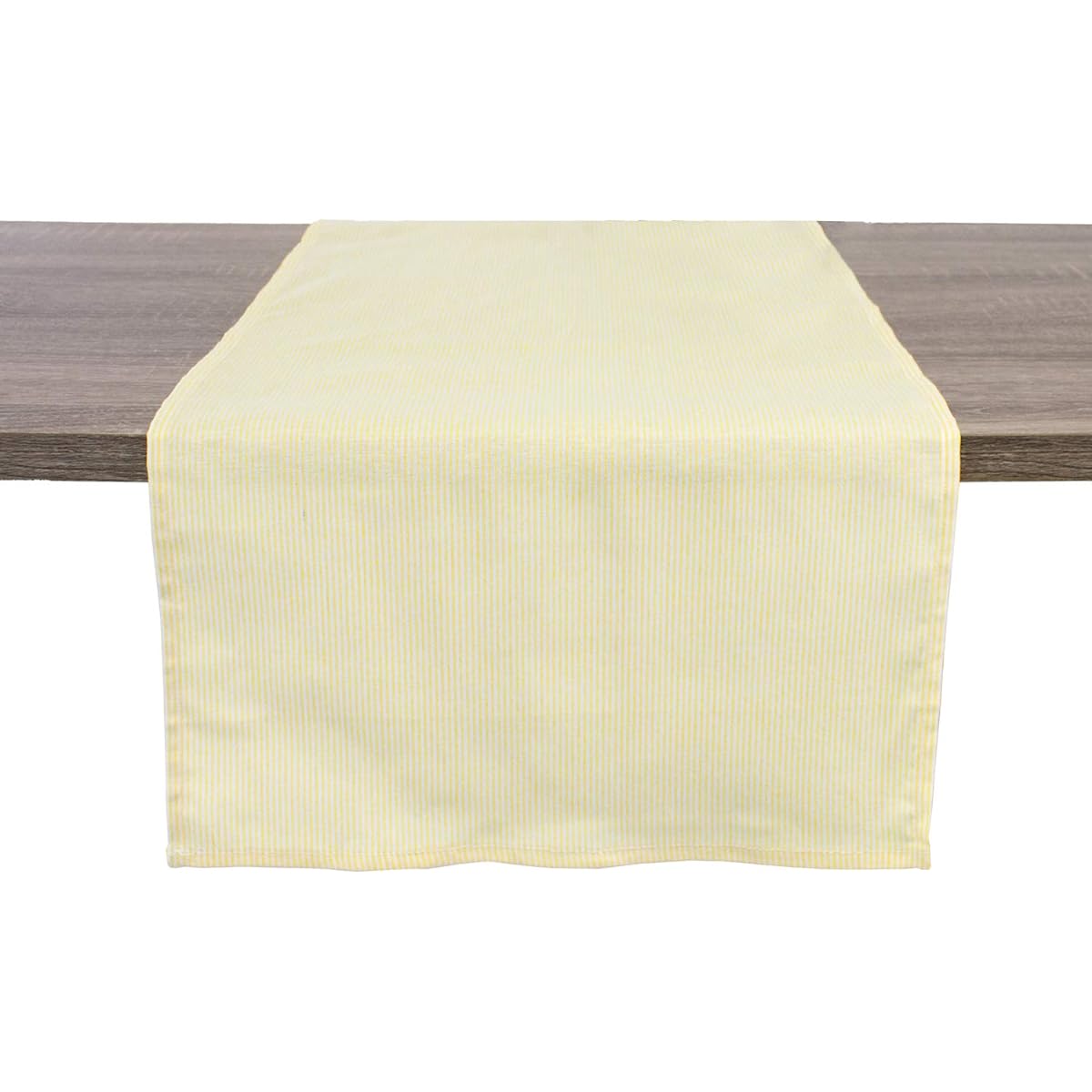 Fenneco Styles Farmhouse Neutral Striped 100% Pure Cotton Tablecloth - Yellow Tablecloth for Daily Use, Banquets, Family Gatherings, Special Events, Home Decor 16"x72" Table Runner Yellow