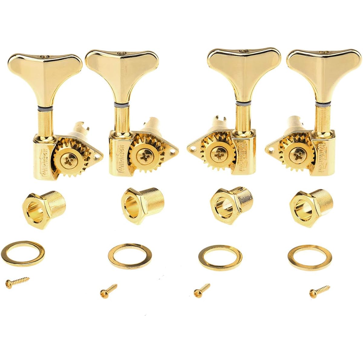 Tuner Tuning Peg Key, 2R2L 20:1 Ratio Bass Tuner Machine Head Tuning Peg Key Set for Ibanez Style Electric Bass, Gold (Color : Gold)