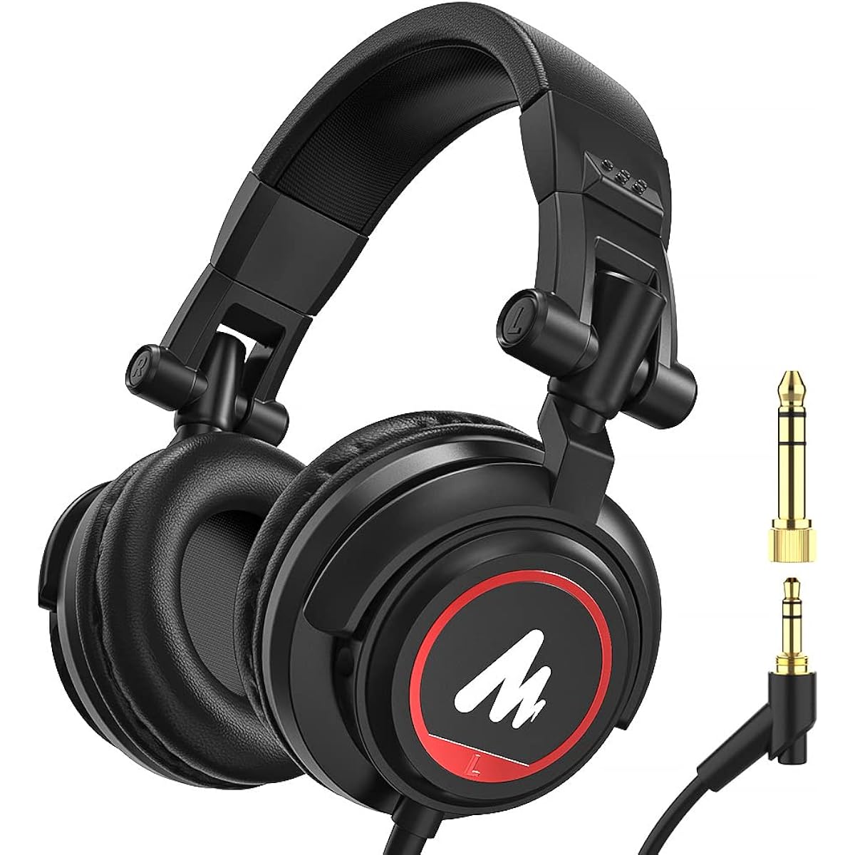 r Headphones, Wired Over-Ear Headphones, DJ Headphones, Closed Type, Soundproof, Foldable, Equipped with 50mm Diameter Drivers, 3.5mm/6.35mm Plugs, Compatible with PCs, Laptops, Smartphones, Tablets, Mixing, Megaphones, Instrument Practice, etc. AU-MH501