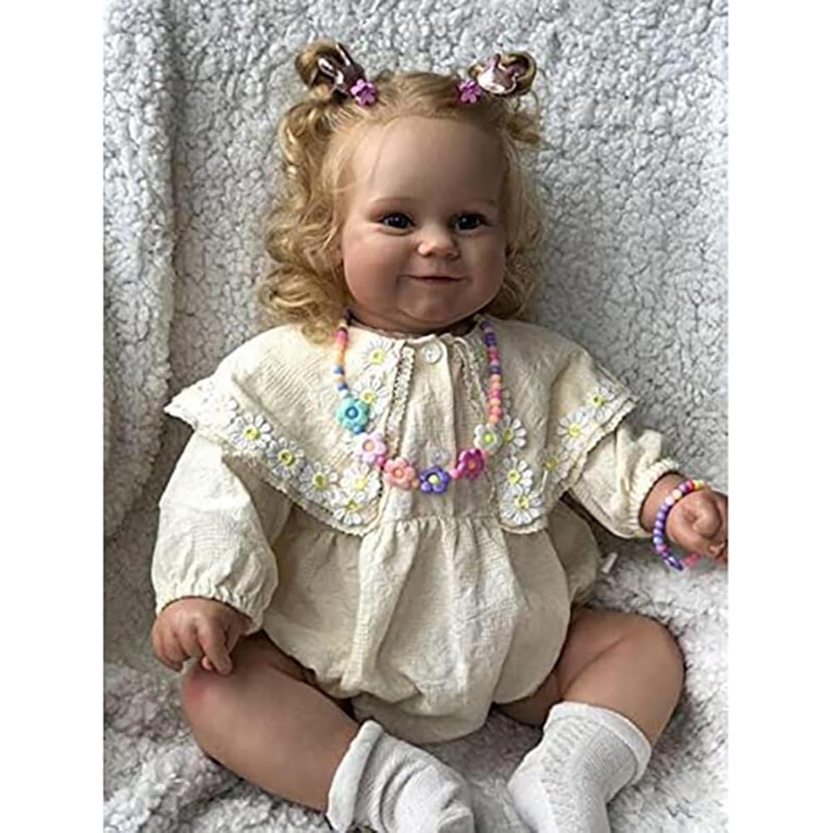 LONIAN 24" 60cm Reborn Baby Doll Girl Realistic Baby Doll Lifelike Handmade Newborn Doll for Ages 3+ Kids Set (Blue Eyes)