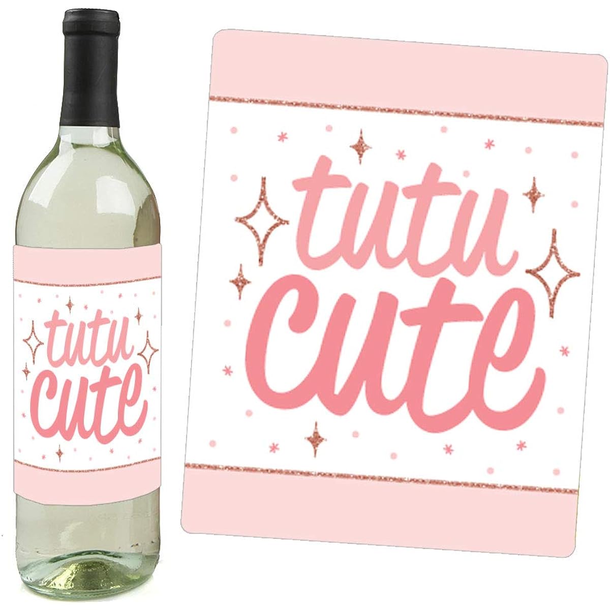 Big Dot of Happiness Tutu Cute Ballerina Ballet Birthday Party Baby Shower Decorations Unisex Wine Bottle Label Stickers Set of 4