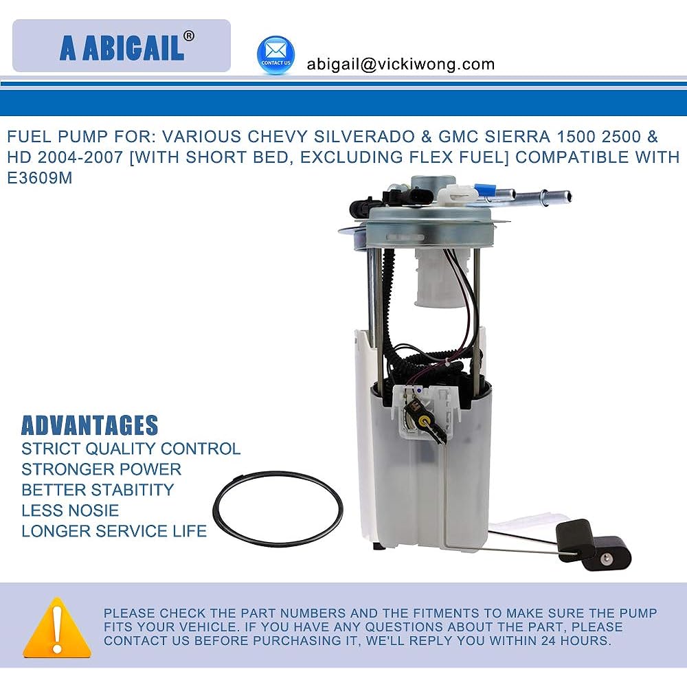 Fuel Pump 2004 2005 2006 2007 Chevrolet Silverado 1500 2500 HD & GMC Sierra 1500 2500 & HD 4.3L 4.8L 5.3L 6.0L E3609M (Short Bed, Excluding Flex Fuel)