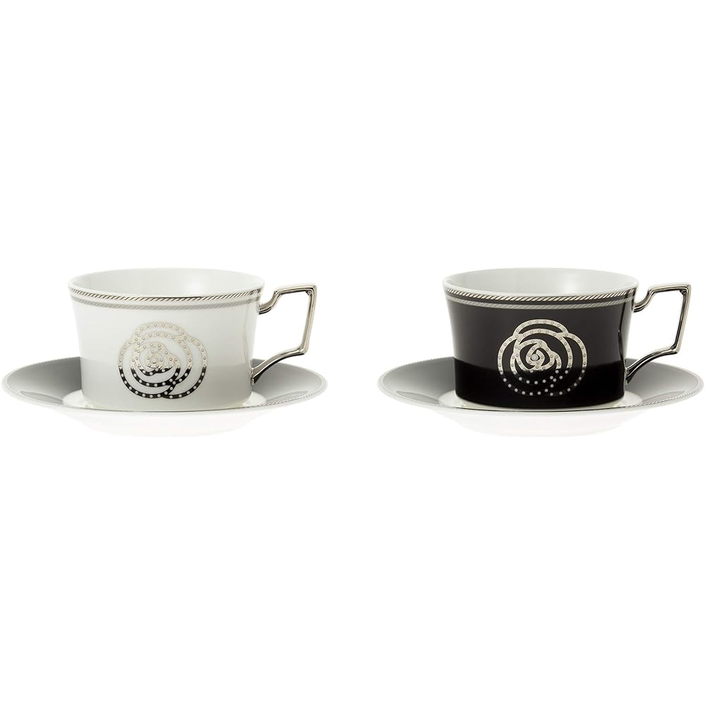 Noritake Cup & Saucer (color-changeable pair set) (for coffee and tea) 240cc Aidan 2 people White/Black Bone China P93687/4867-12