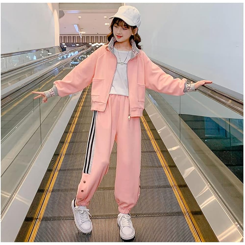 [ANGELCITY] Jersey Children's Clothing Girls Sweatshirts Long Sleeve Sweatshirt Top and Bottom Set 2 Piece Set Girls Sportswear Athletic Wear Korean Style Hoodie Junior Loose Setup Spring Autumn Casual HIPHOP Dance Costume L474