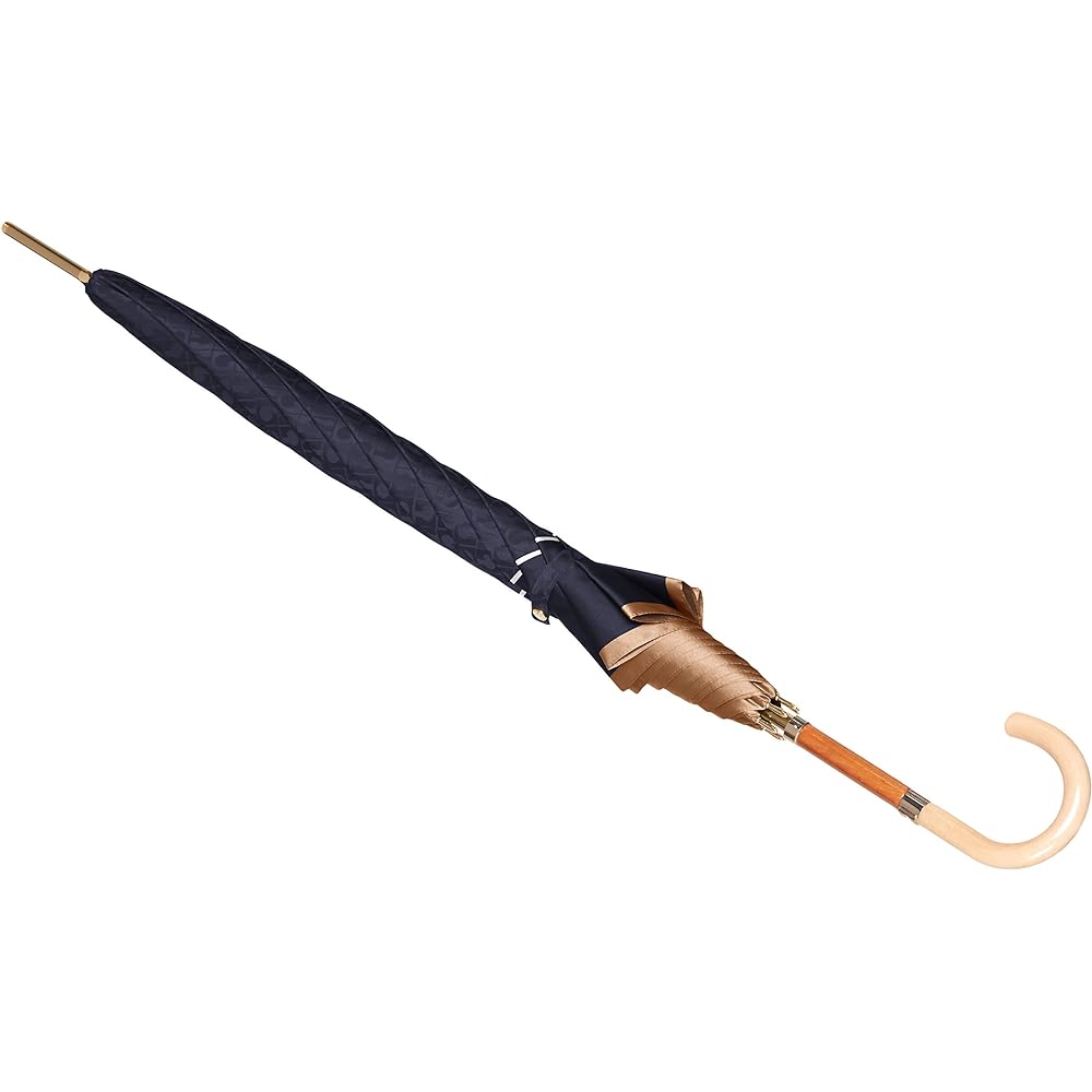 [Gherardini] AURORA 1GD 11001-01G Logo Jacquard Yarn-dyed Hand-Opening Long Umbrella (Made in Japan) Women's