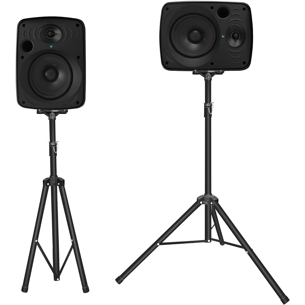 Tripod Speaker Stand (Pro) - Mocleber Professional Tripod Construction (Heavy Duty) Supports up to 60kg/130lbs - 4 Adjustable Height Levels from 3.3ft to 5ft DJ PA Speaker Stand Easy Storage (Non-Slip) - Black