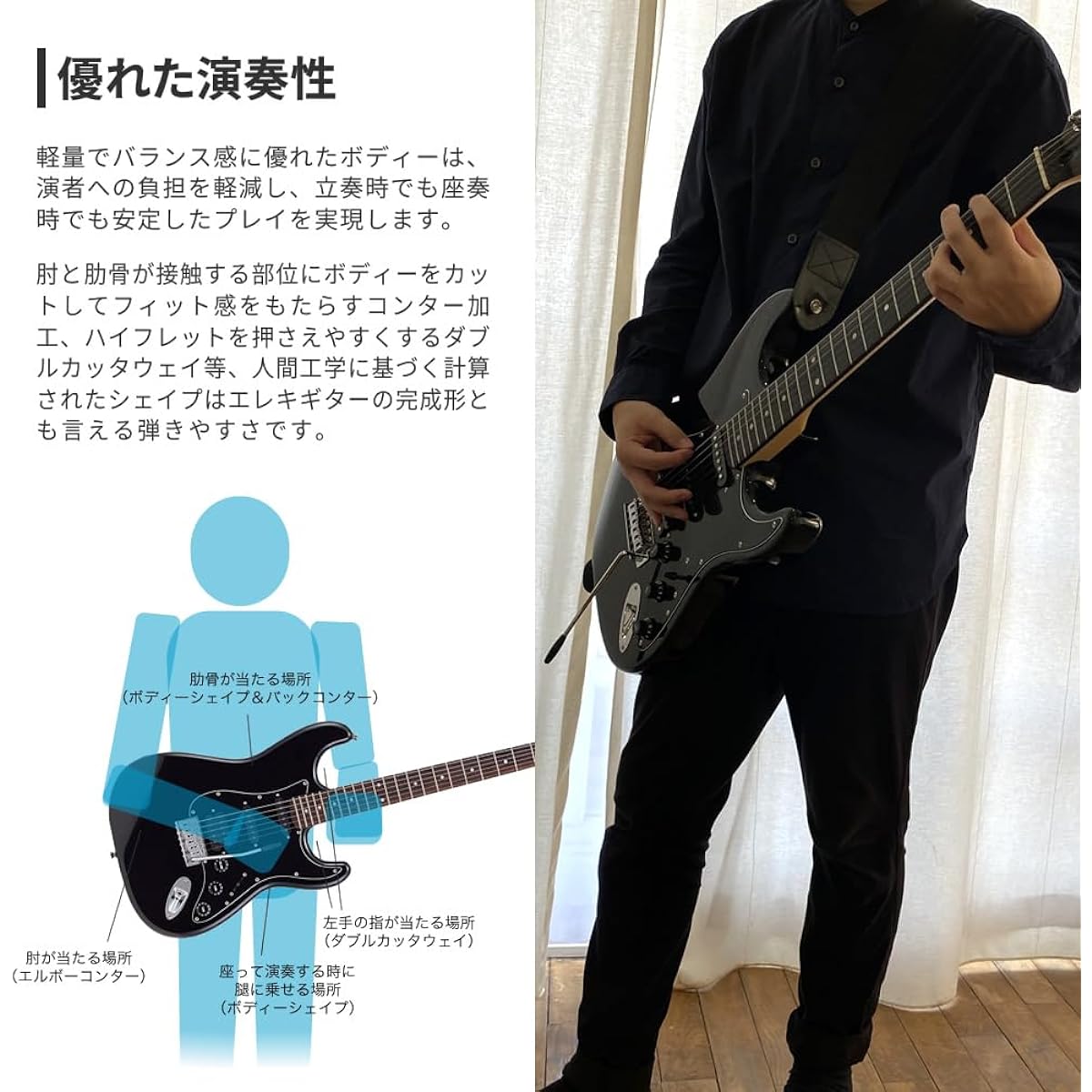 SELDER Electric Guitar Stratocaster Type STH-20 Beginner 20-piece Set /HBK(9707003300)