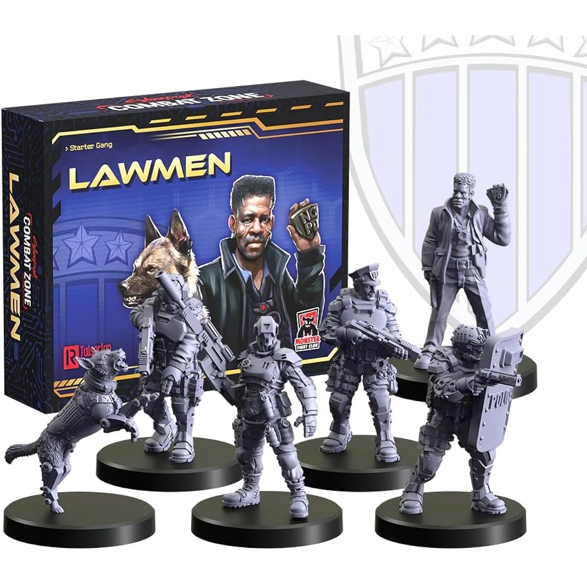 Monster Fight Club Cyberpunk Red Combat Zone Miniatures Expansion: Lawmen Starter Gang
