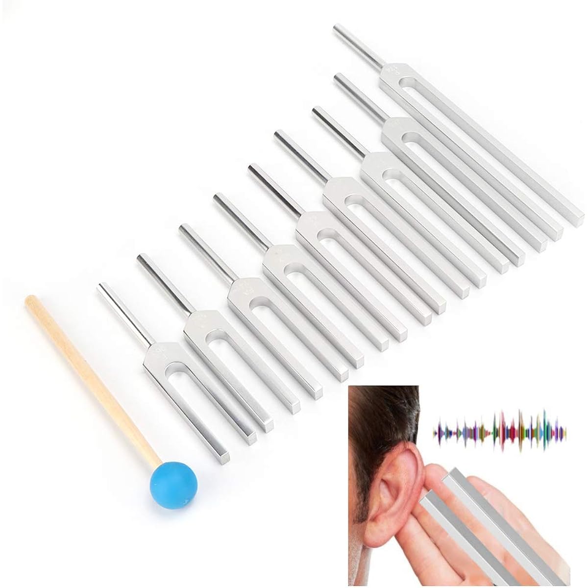 Tuning fork 9 pieces 174/285/396/417/ 528/639/ 741/852/ 963HZ tuning fork healing tool set