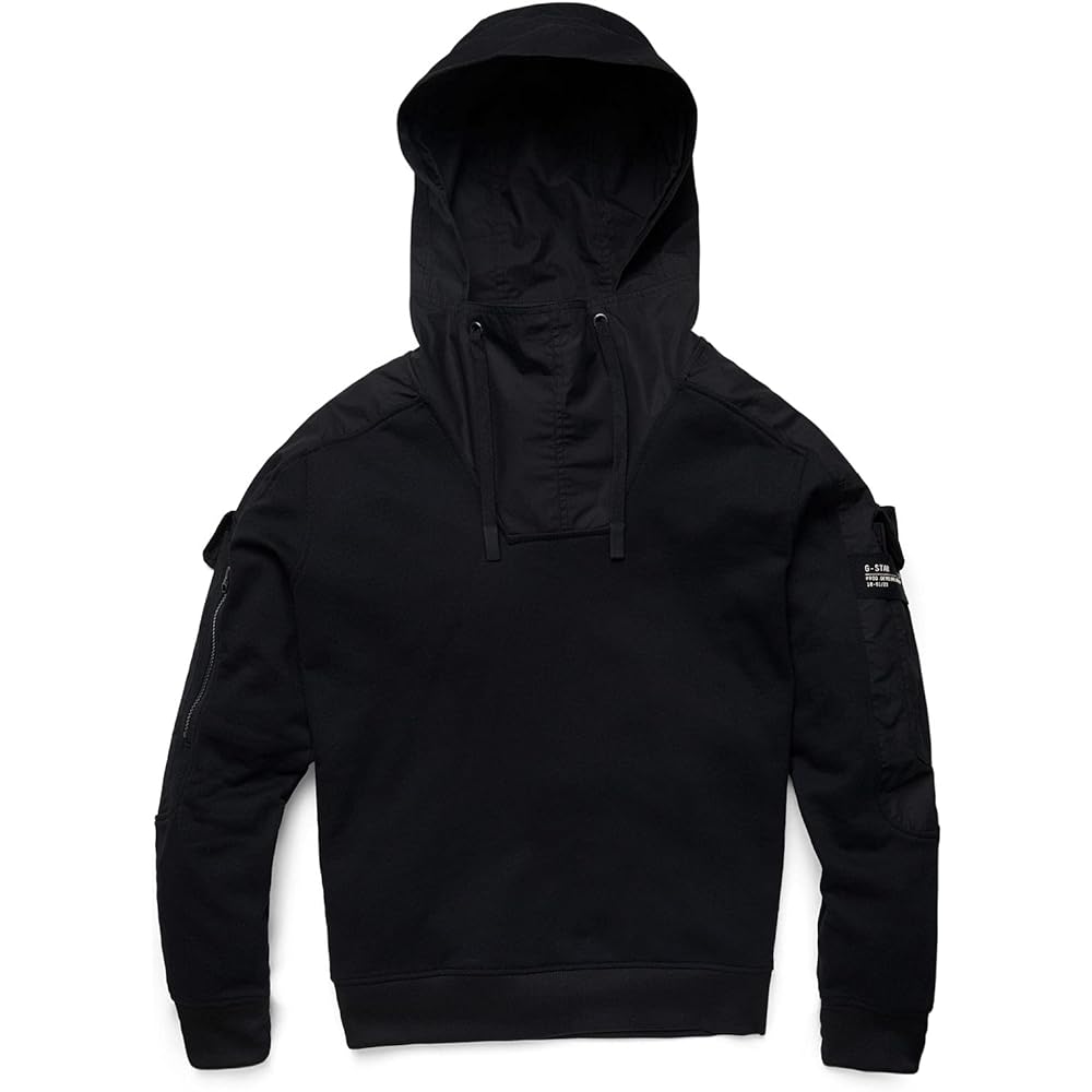 [G-Star Row] Hoodie Hoodie Sweatshirt Men's Relaxed Fit MIXED WOVEN CARGO HOODED SWEATER